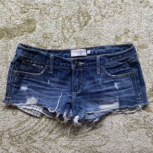denim abercrombie and fitch low rise shorts